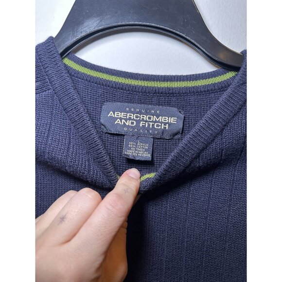 Vintage Abercrombie & Fitch Navy Sweater Size L – Classic Knit Pullover Timeless - Picture 7 of 8
